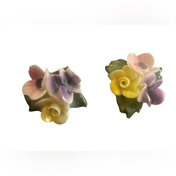 LAST CHANCE 🔥 Vintage Floral Bone China Clip on Earrings - Picture 6 of 6